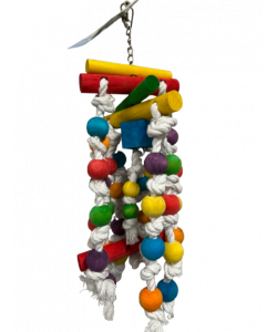 Parrot-Supplies Knotty Stacker Preener Wood And Rope Parrot Toy